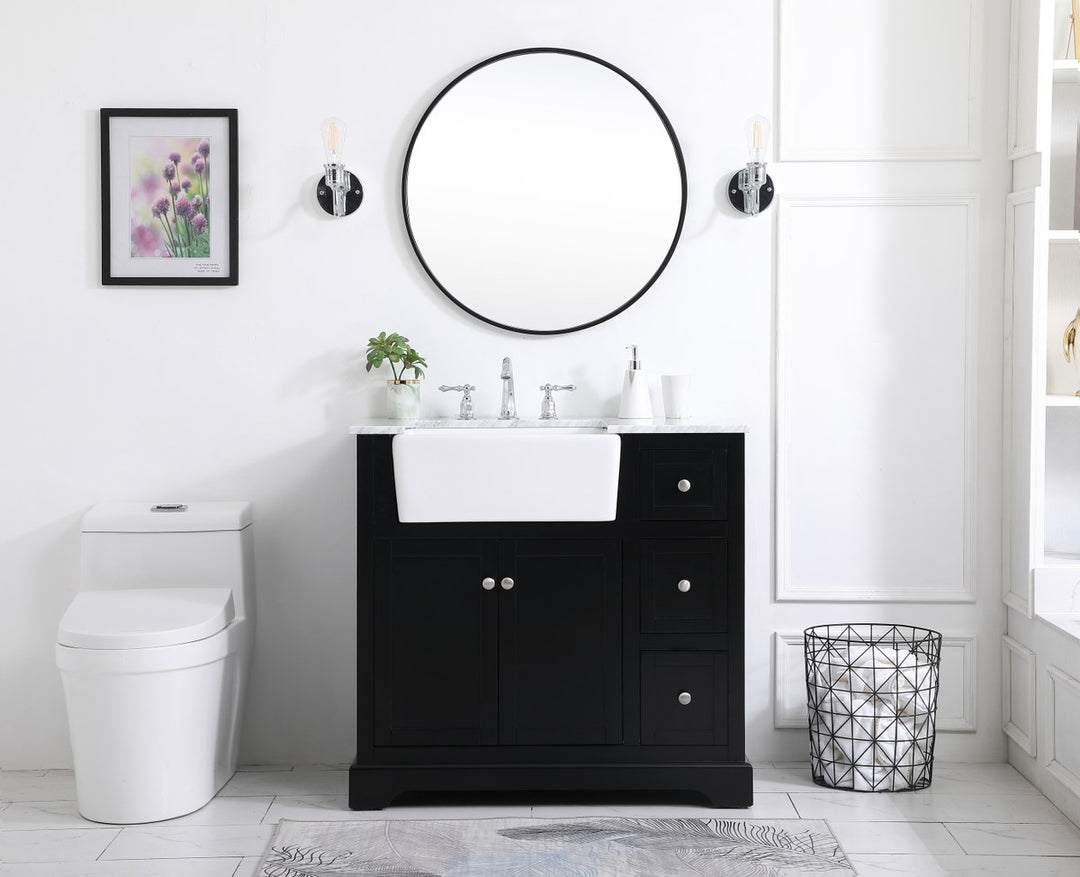 36 Inch Single Bathroom Vanity In Black - View 2 - Joshua Marshal