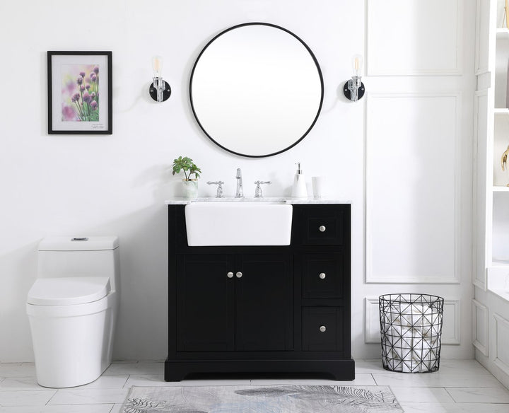 36 Inch Single Bathroom Vanity In Black - View 2 - Joshua Marshal