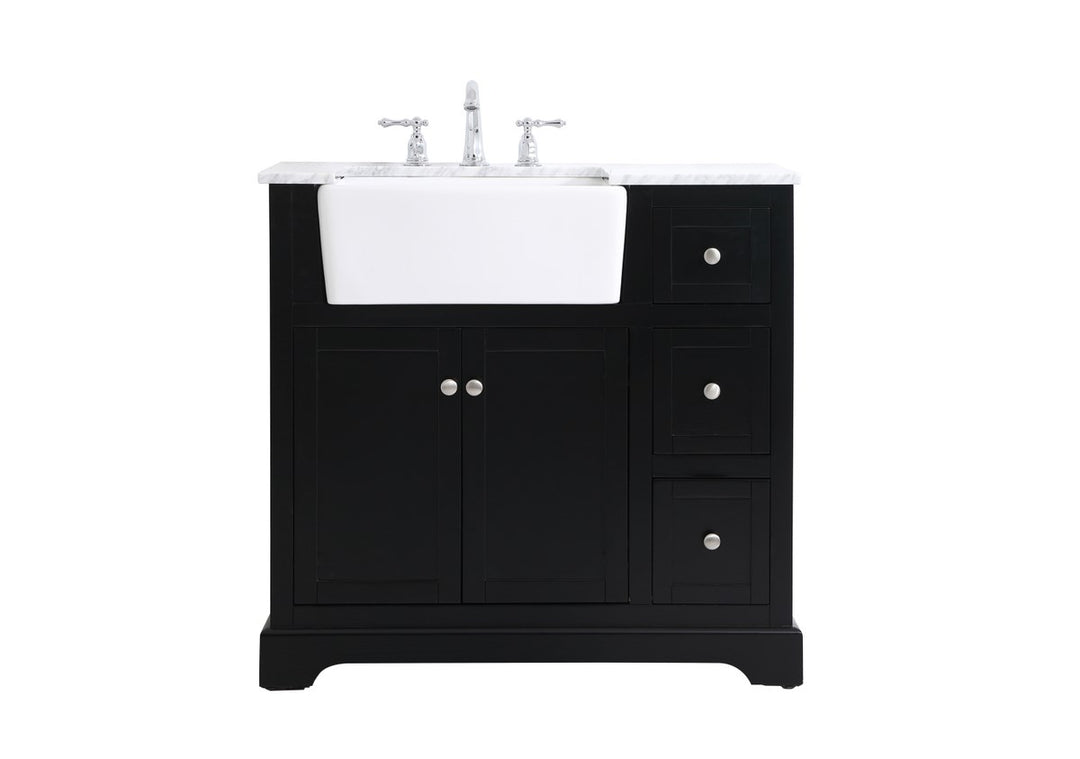36 Inch Single Bathroom Vanity In Black - View 3 - Joshua Marshal