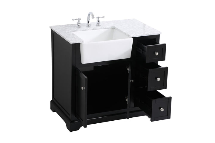 36 Inch Single Bathroom Vanity In Black - View 4 - Joshua Marshal