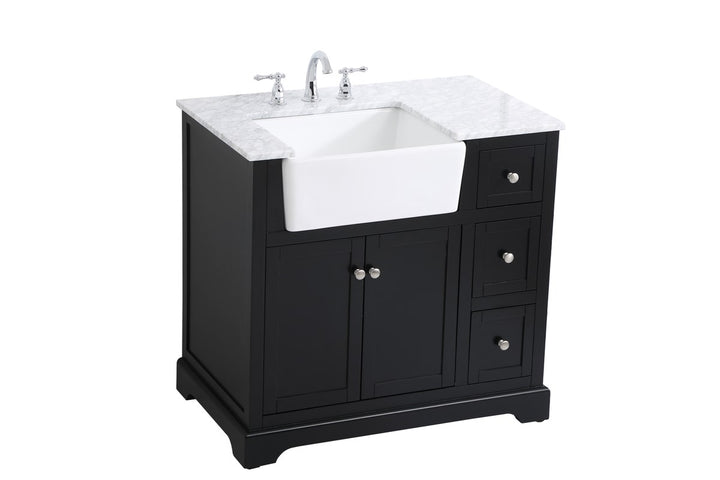 36 Inch Single Bathroom Vanity In Black - View 5 - Joshua Marshal