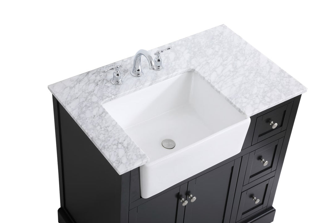36 Inch Single Bathroom Vanity In Black - View 6 - Joshua Marshal
