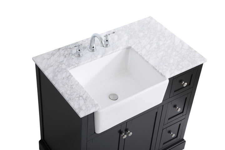36 Inch Single Bathroom Vanity In Black - View 6 - Joshua Marshal