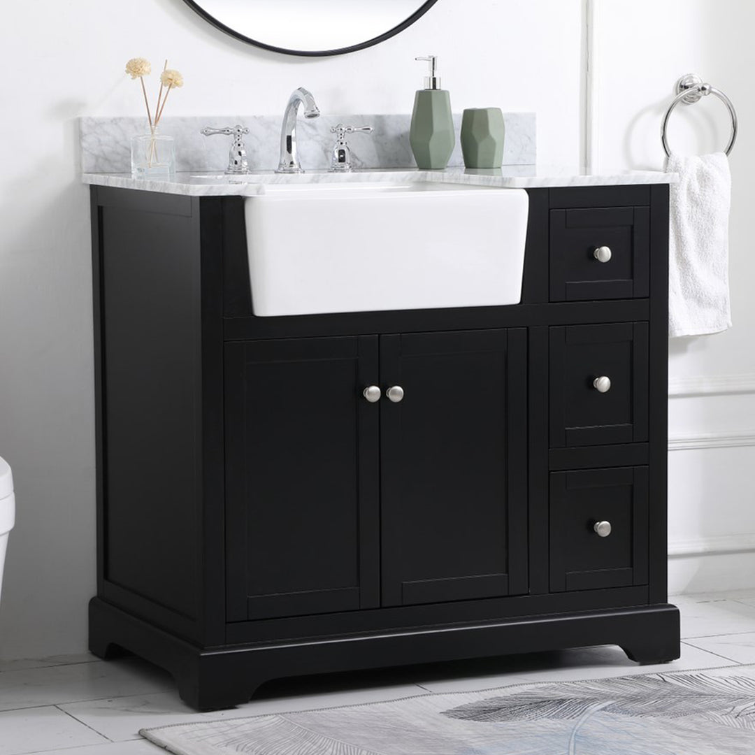 36 Inch Single Bathroom Vanity In Black With Backsplash Black Finish - KITCHEN & BATH by Joshua Marshal