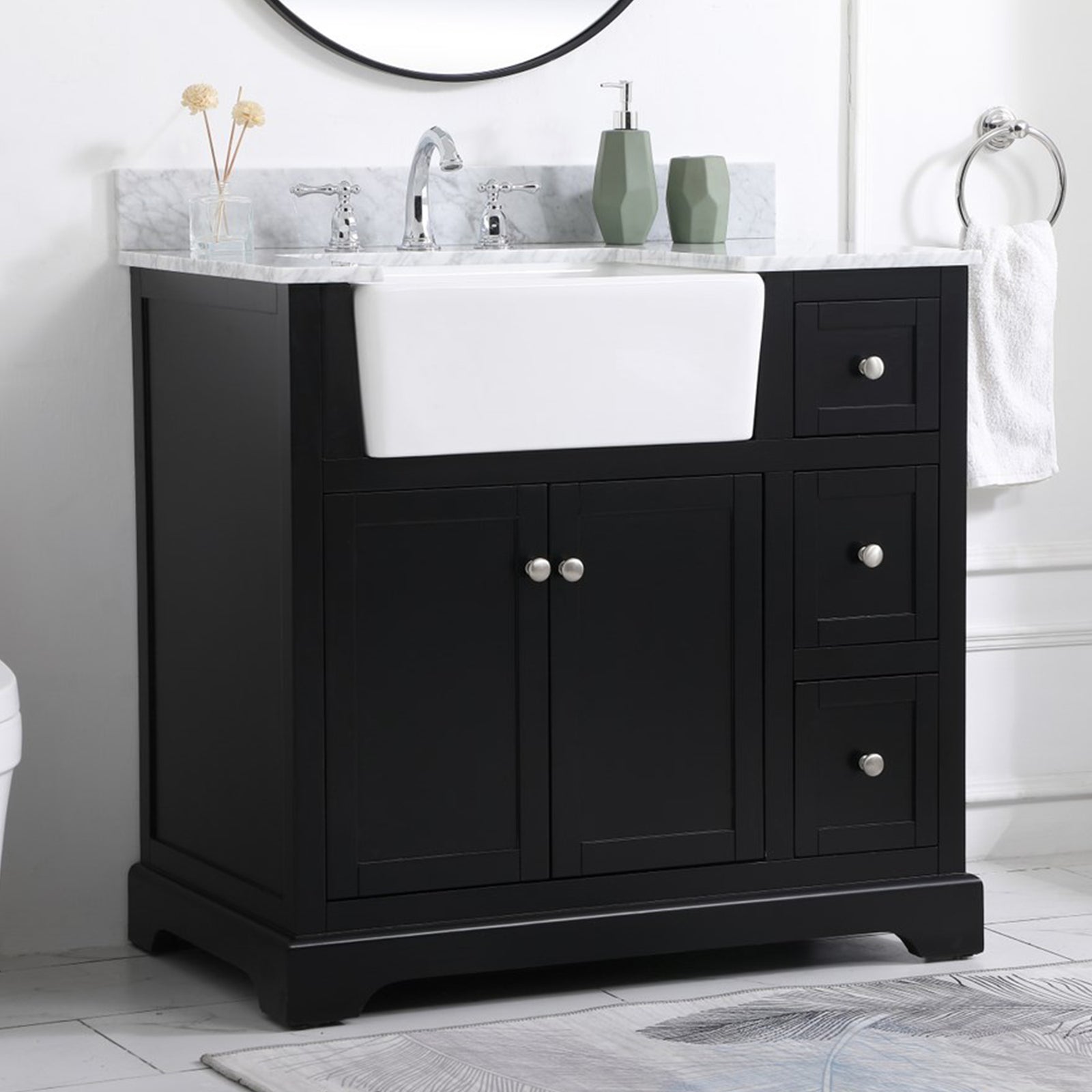 36 Inch Single Bathroom Vanity In Black With Backsplash Black Finish - KITCHEN & BATH by Joshua Marshal