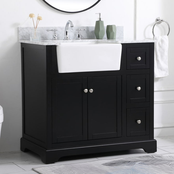 36 Inch Single Bathroom Vanity In Black With Backsplash Black Finish - KITCHEN & BATH by Joshua Marshal
