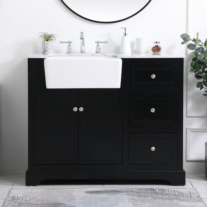 42 Inch Single Bathroom Vanity In Black Black Finish - KITCHEN & BATH by Joshua Marshal