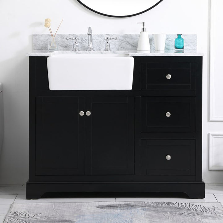 42 Inch Single Bathroom Vanity In Black With Backsplash Black Finish - KITCHEN & BATH by Joshua Marshal