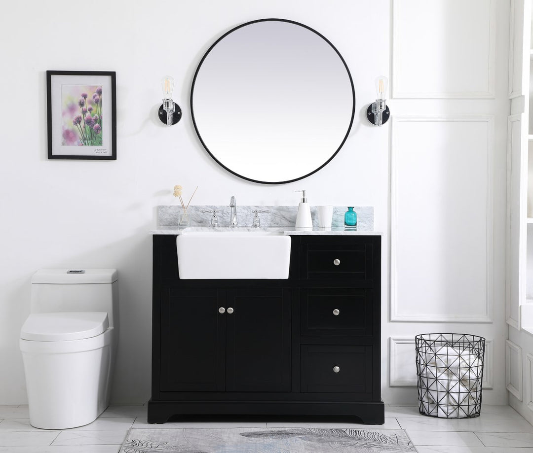 42 Inch Single Bathroom Vanity In Black With Backsplash - View 2 - Joshua Marshal