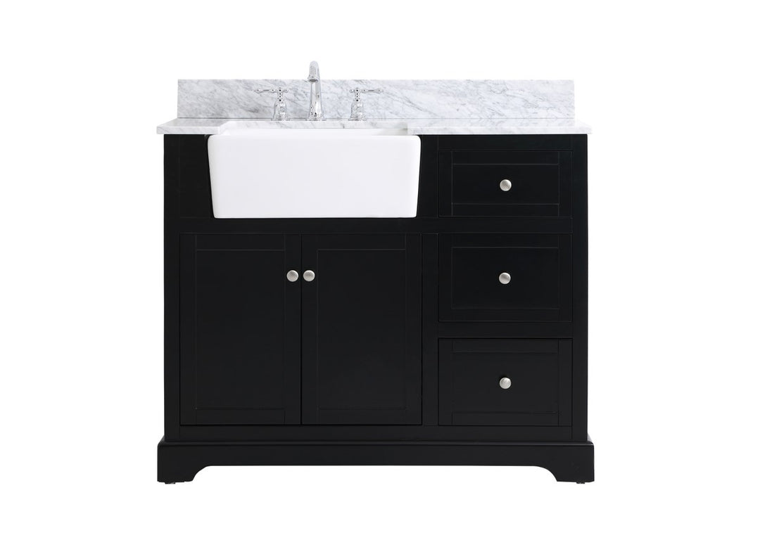 42 Inch Single Bathroom Vanity In Black With Backsplash - View 3 - Joshua Marshal