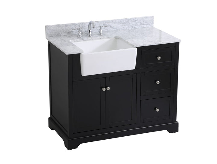 42 Inch Single Bathroom Vanity In Black With Backsplash - View 4 - Joshua Marshal
