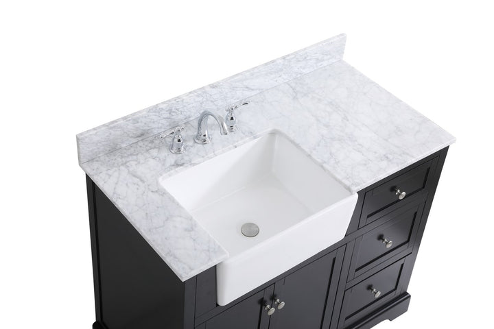 42 Inch Single Bathroom Vanity In Black With Backsplash - View 5 - Joshua Marshal