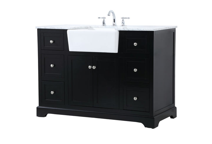 48 Inch Single Bathroom Vanity In Black - View 4 - Joshua Marshal
