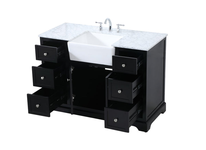 48 Inch Single Bathroom Vanity In Black - View 5 - Joshua Marshal