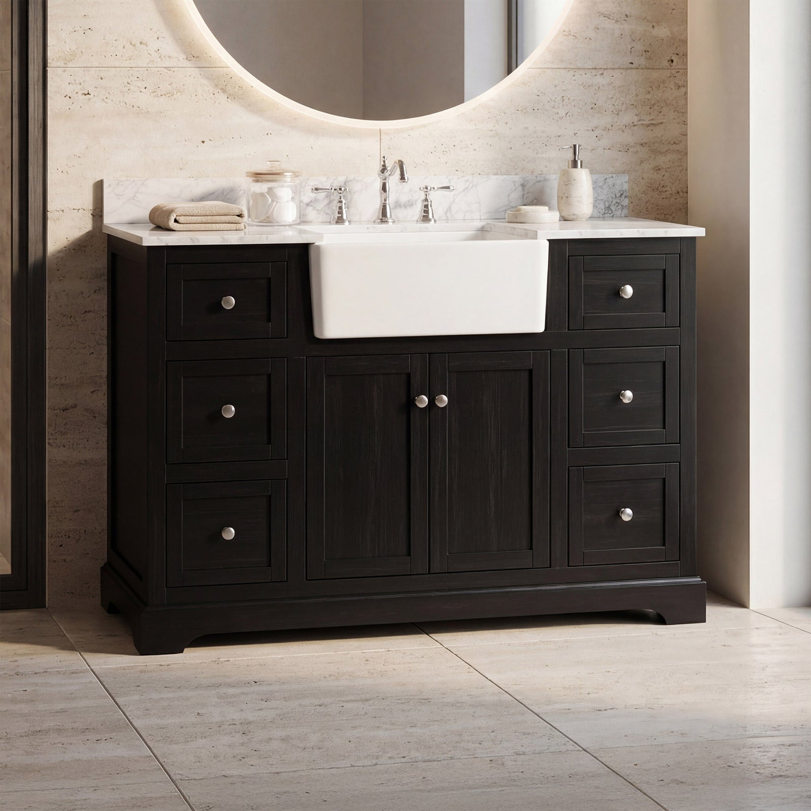 48 Inch Single Bathroom Vanity In Black With Backsplash Black Finish - KITCHEN & BATH by Joshua Marshal