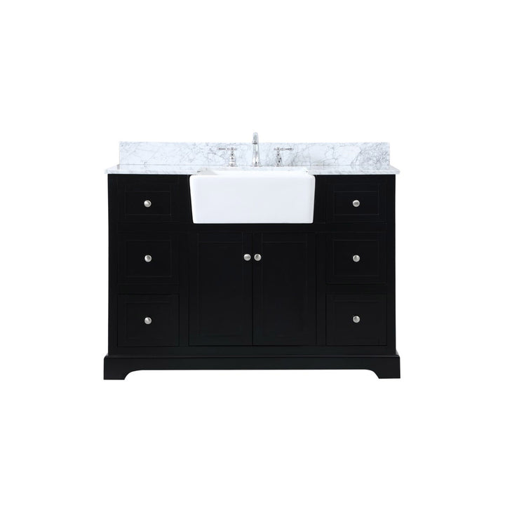 48 Inch Single Bathroom Vanity In Black With Backsplash - View 3 - Joshua Marshal