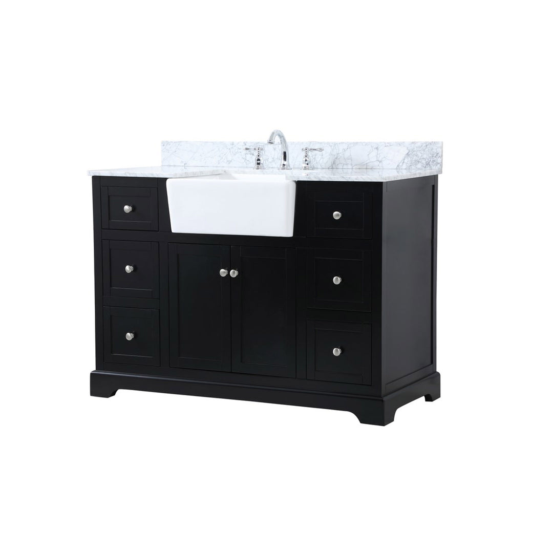 48 Inch Single Bathroom Vanity In Black With Backsplash - View 4 - Joshua Marshal