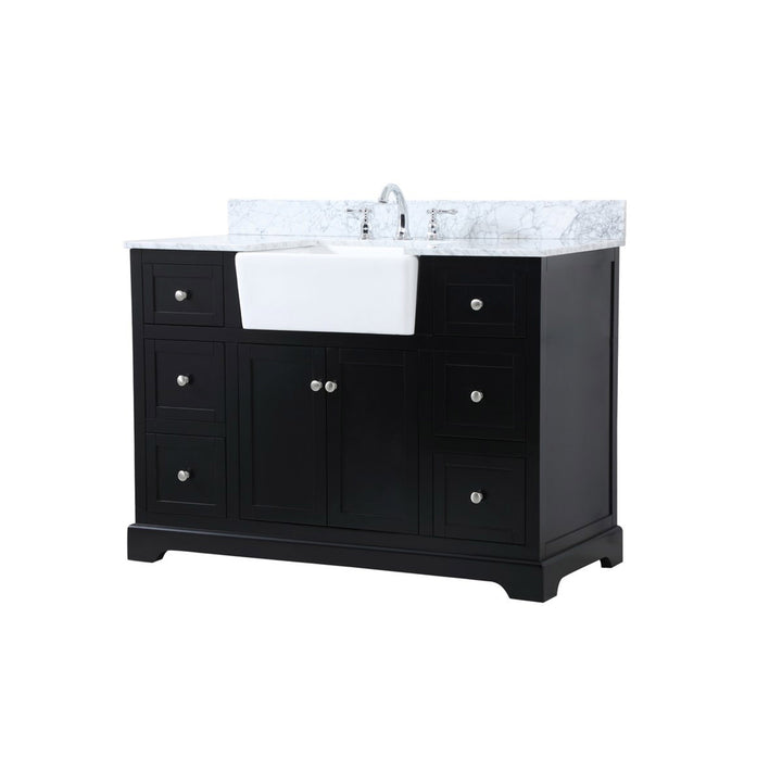48 Inch Single Bathroom Vanity In Black With Backsplash - View 4 - Joshua Marshal
