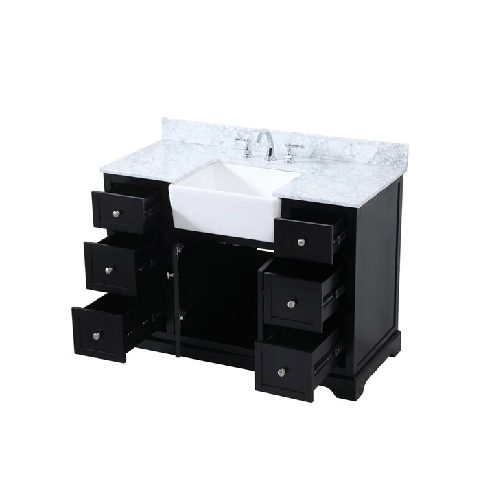 48 Inch Single Bathroom Vanity In Black With Backsplash - View 5 - Joshua Marshal