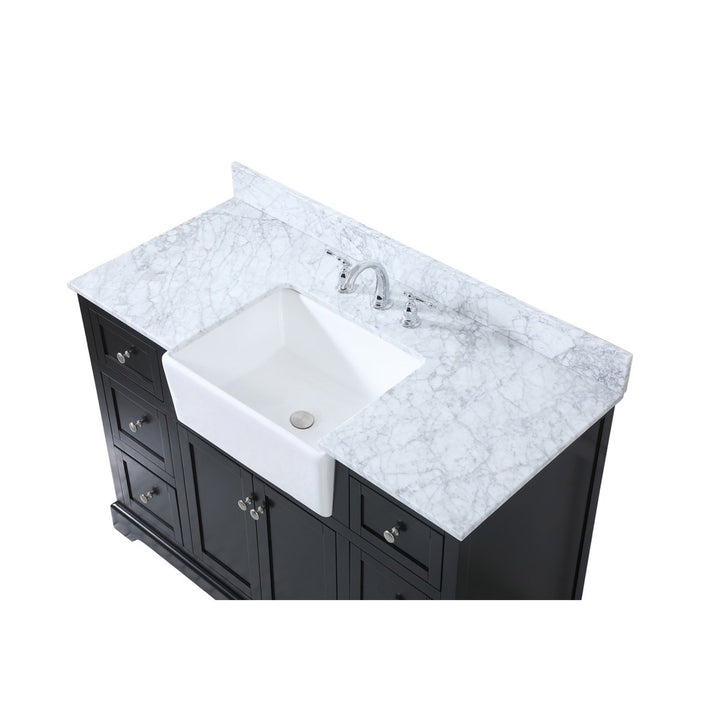 48 Inch Single Bathroom Vanity In Black With Backsplash - View 6 - Joshua Marshal