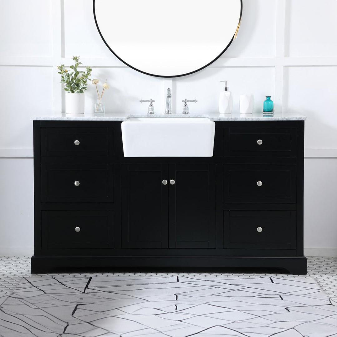 60 Inch Single Bathroom Vanity In Black Black Finish - KITCHEN & BATH by Joshua Marshal