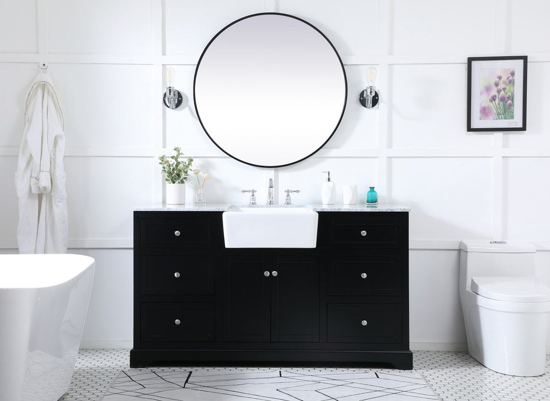60 Inch Single Bathroom Vanity In Black - View 2 - Joshua Marshal