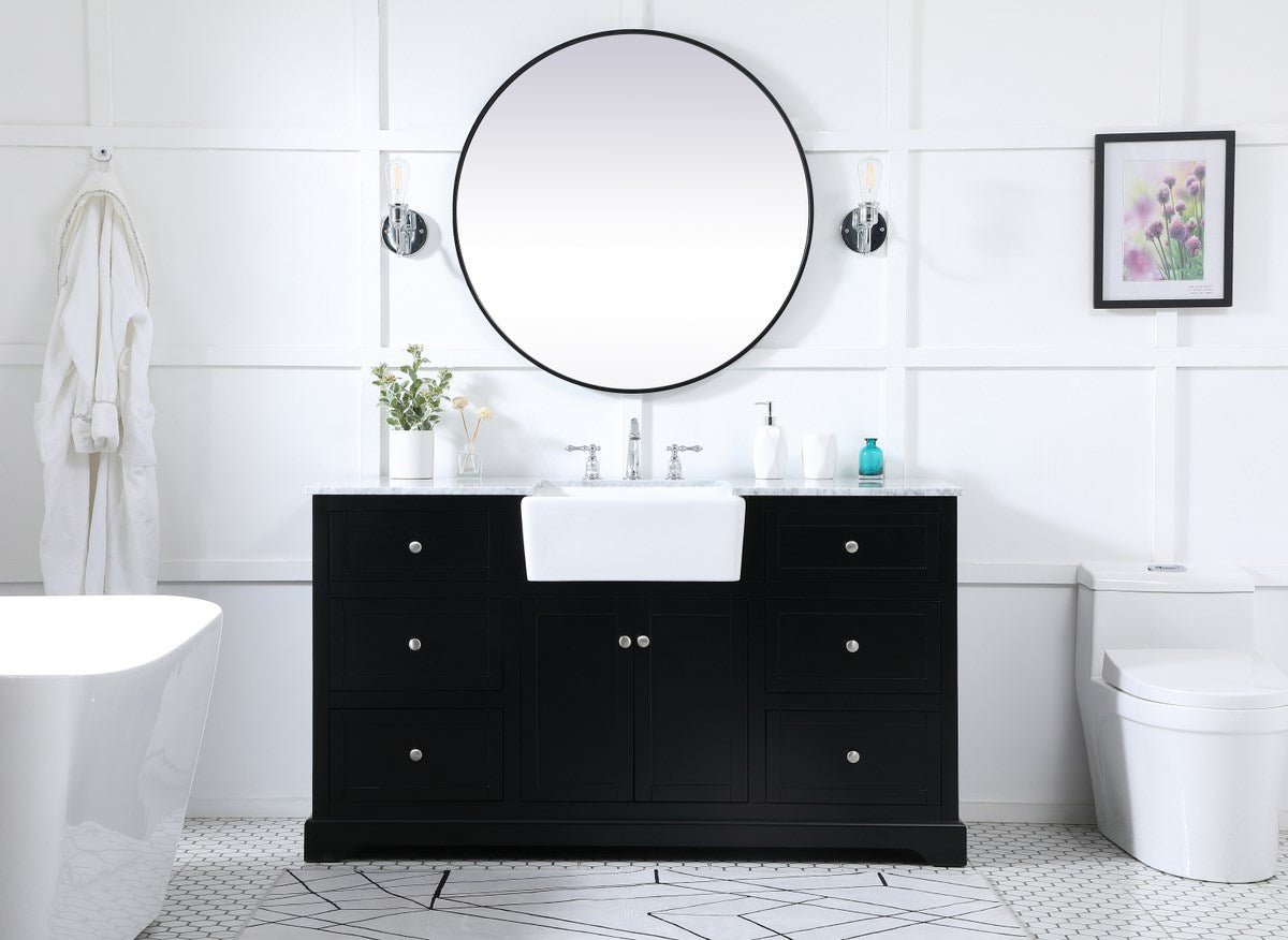 60 Inch Single Bathroom Vanity In Black - View 2 - Joshua Marshal