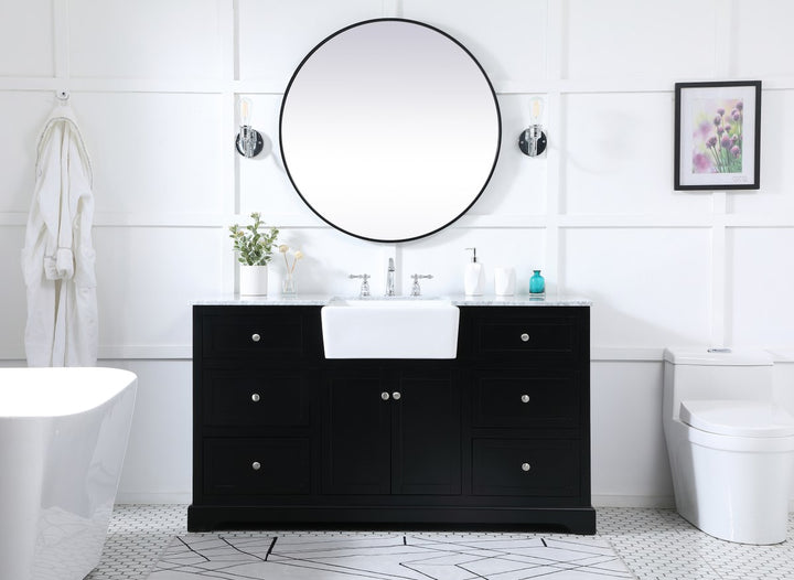 60 Inch Single Bathroom Vanity In Black - View 2 - Joshua Marshal