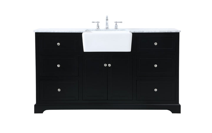60 Inch Single Bathroom Vanity In Black - View 3 - Joshua Marshal