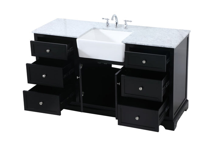 60 Inch Single Bathroom Vanity In Black - View 4 - Joshua Marshal