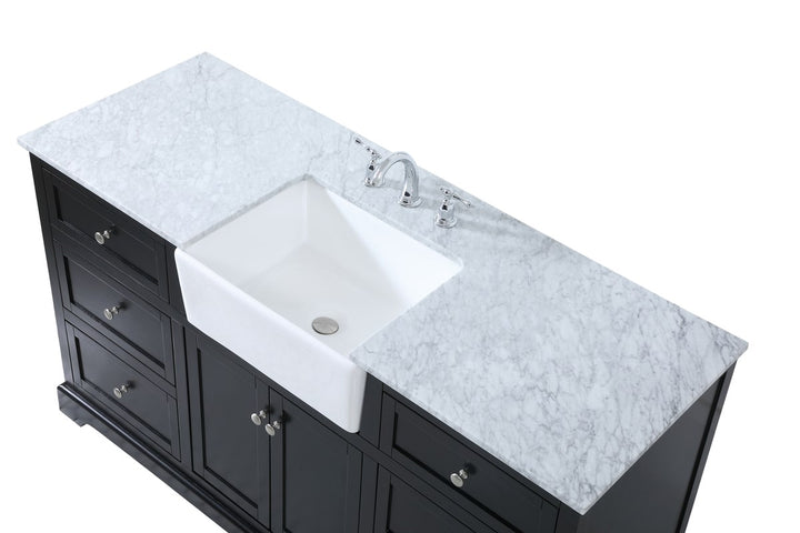 60 Inch Single Bathroom Vanity In Black - View 5 - Joshua Marshal