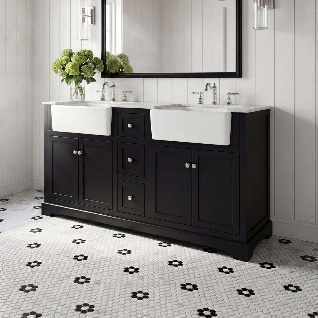 60 Inch Double Bathroom Vanity In Black Black Finish - KITCHEN & BATH by Joshua Marshal