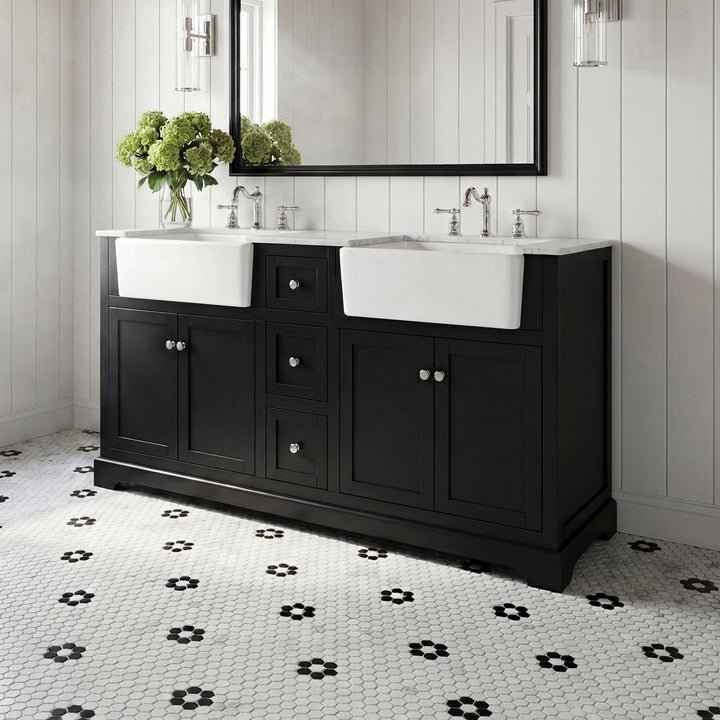 60 Inch Double Bathroom Vanity In Black Black Finish - KITCHEN & BATH by Joshua Marshal
