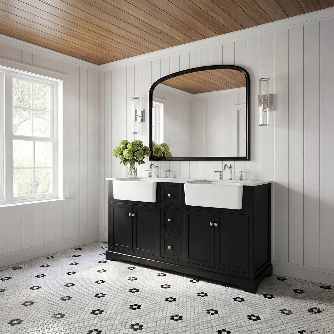 60 Inch Double Bathroom Vanity In Black - View 2 - Joshua Marshal