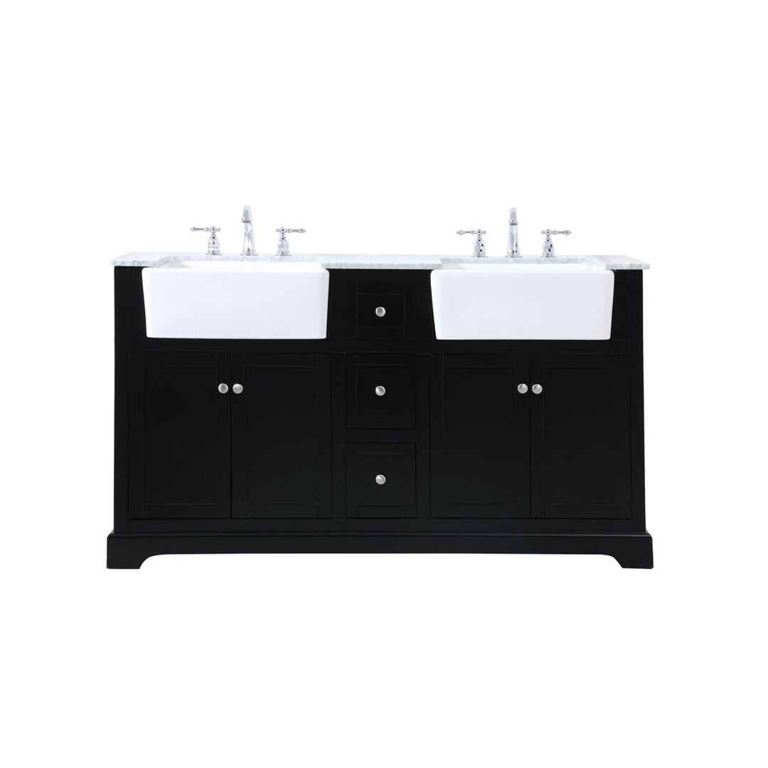 60 Inch Double Bathroom Vanity In Black - View 3 - Joshua Marshal