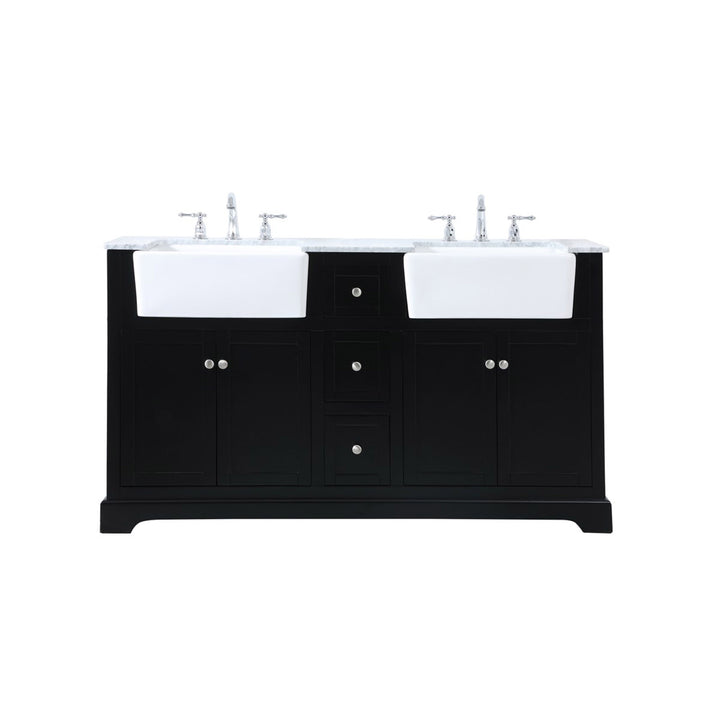 60 Inch Double Bathroom Vanity In Black - View 3 - Joshua Marshal