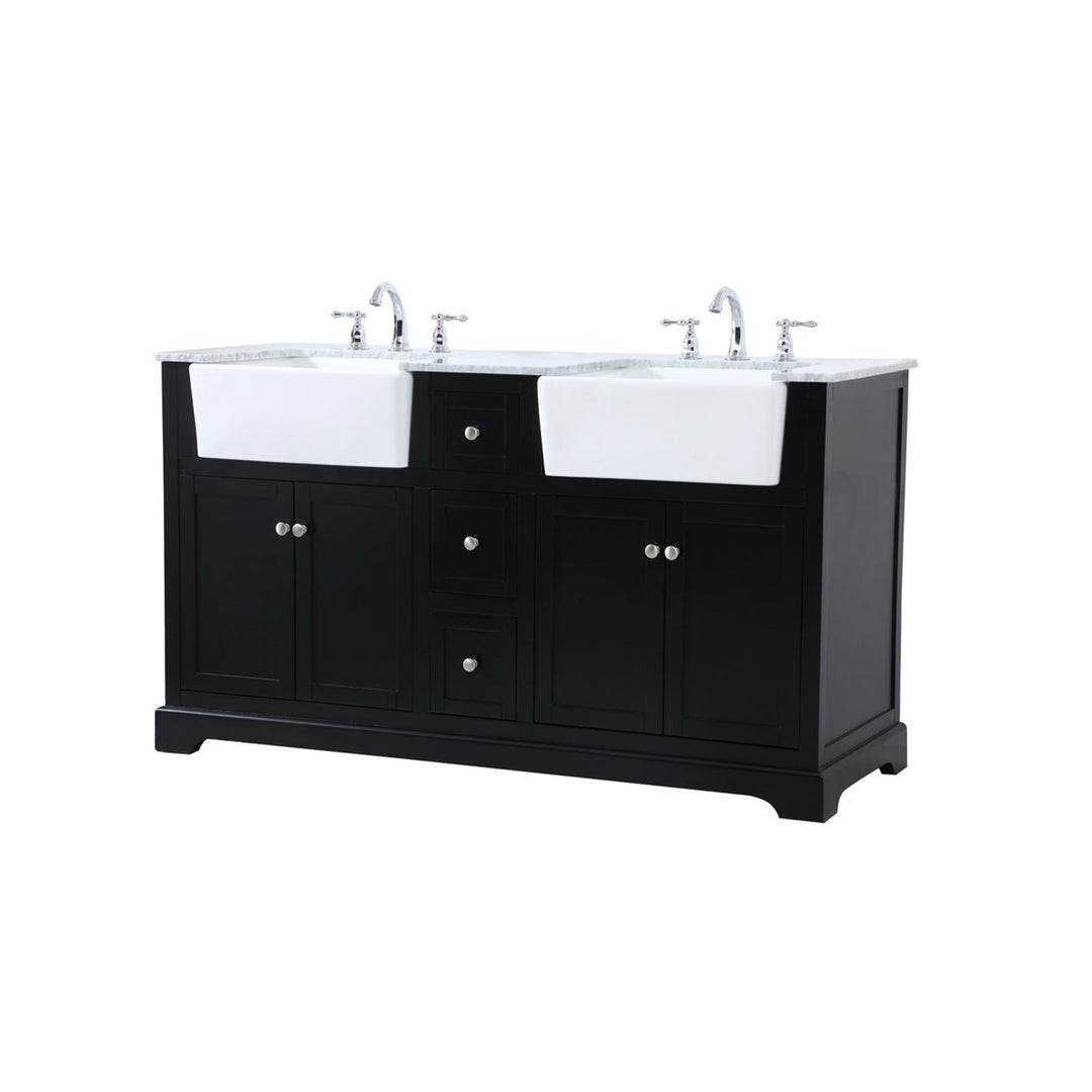 60 Inch Double Bathroom Vanity In Black - View 4 - Joshua Marshal