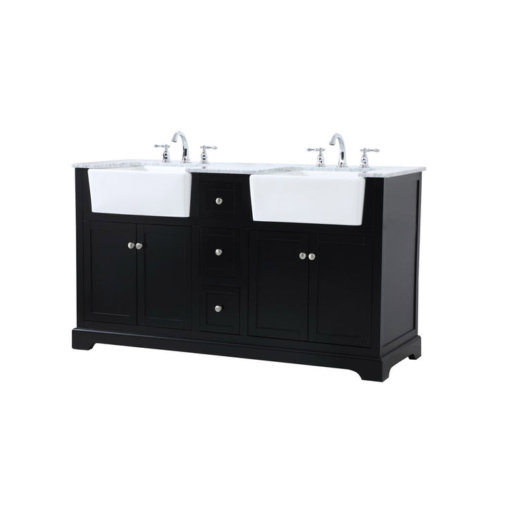 60 Inch Double Bathroom Vanity In Black - View 4 - Joshua Marshal
