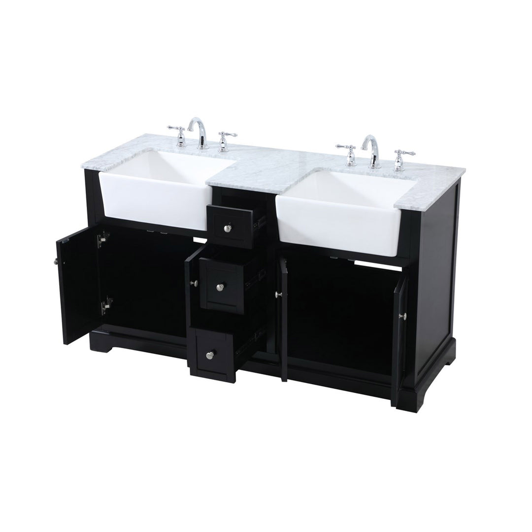 60 Inch Double Bathroom Vanity In Black - View 5 - Joshua Marshal