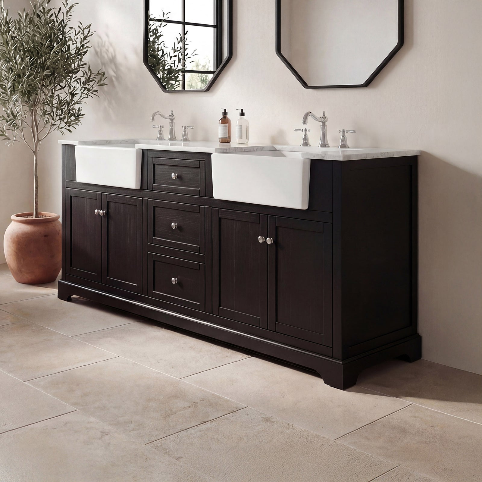 72 Inch Double Bathroom Vanity In Black Black Finish - KITCHEN & BATH by Joshua Marshal