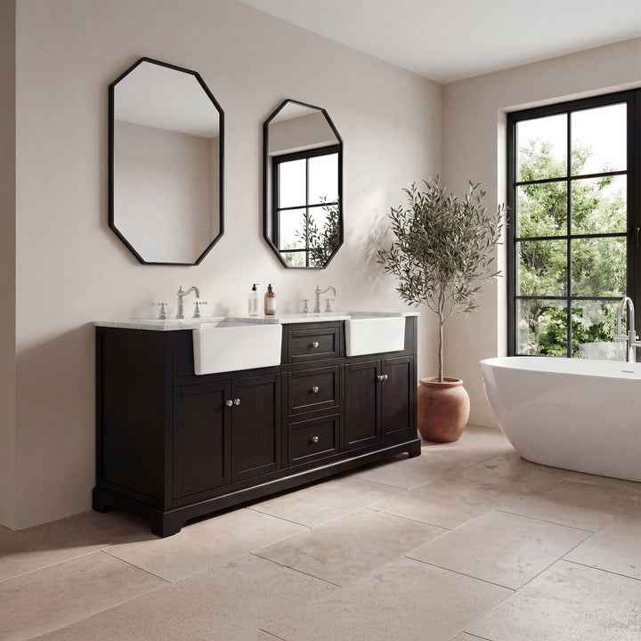 72 Inch Double Bathroom Vanity In Black - View 2 - Joshua Marshal