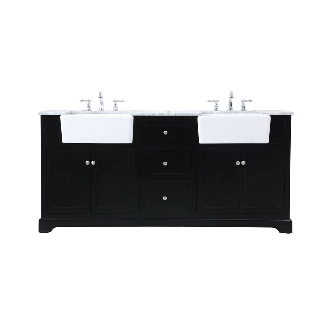 72 Inch Double Bathroom Vanity In Black - View 3 - Joshua Marshal