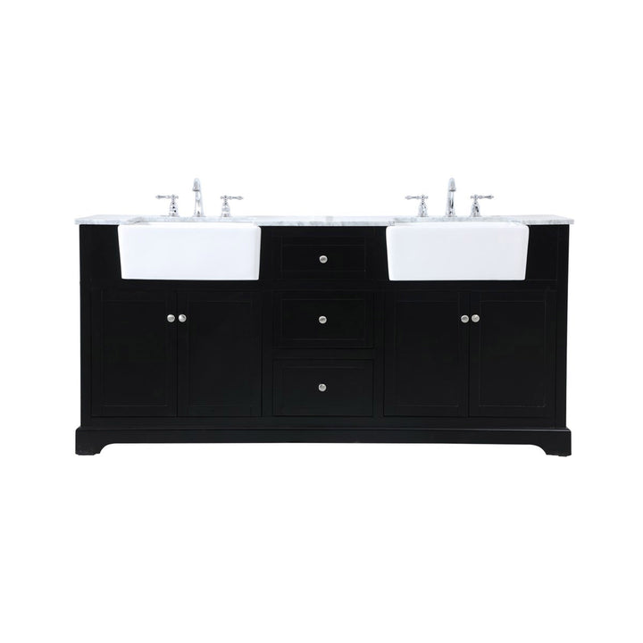 72 Inch Double Bathroom Vanity In Black - View 3 - Joshua Marshal