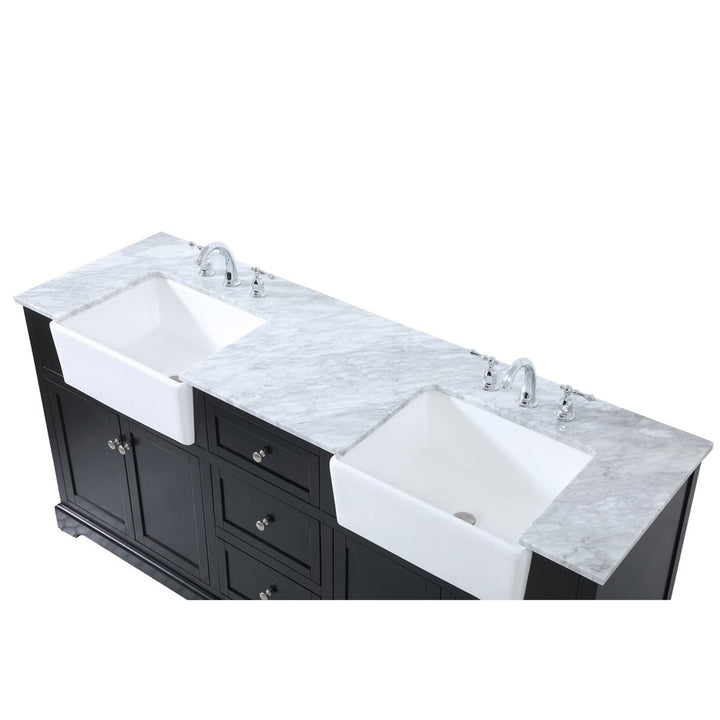 72 Inch Double Bathroom Vanity In Black - View 4 - Joshua Marshal