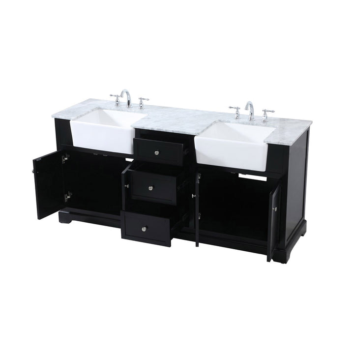 72 Inch Double Bathroom Vanity In Black - View 5 - Joshua Marshal