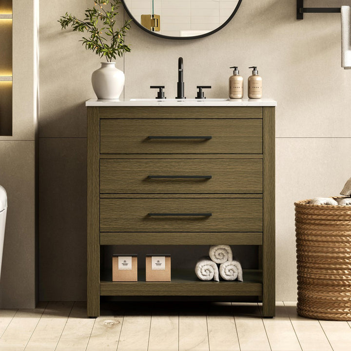 30 Inch Single Bathroom Vanity In Chestnut Brown Chestnut Brown Finish - KITCHEN & BATH by Joshua Marshal