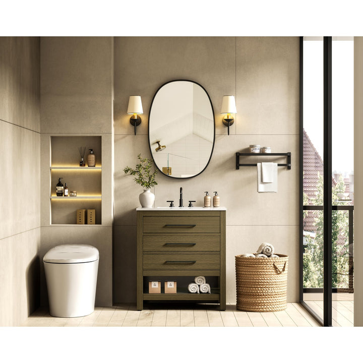 30 Inch Single Bathroom Vanity In Chestnut Brown - View 2 - Joshua Marshal