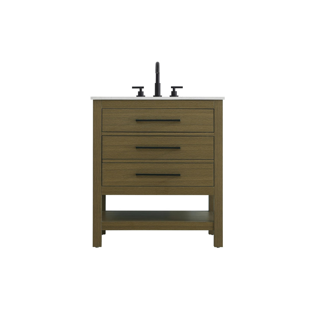30 Inch Single Bathroom Vanity In Chestnut Brown - View 3 - Joshua Marshal