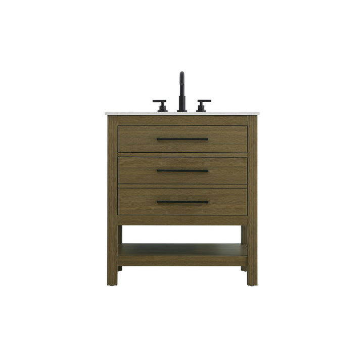 30 Inch Single Bathroom Vanity In Chestnut Brown - View 3 - Joshua Marshal