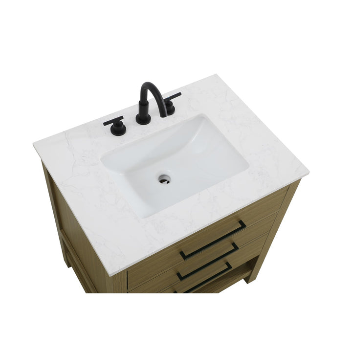 30 Inch Single Bathroom Vanity In Chestnut Brown - View 4 - Joshua Marshal